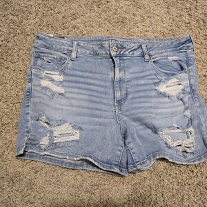 American Eagle Outfitters Light Blue Distressed Denim Shorts